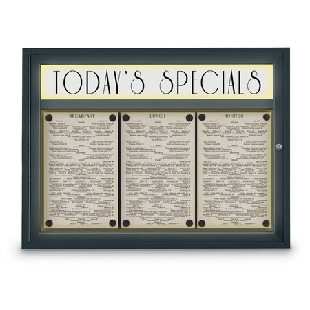 United Visual Products Sliding Door Indoor Enclosed Corkboard, 7 UV9003ACSH-BLACK-DBURGU